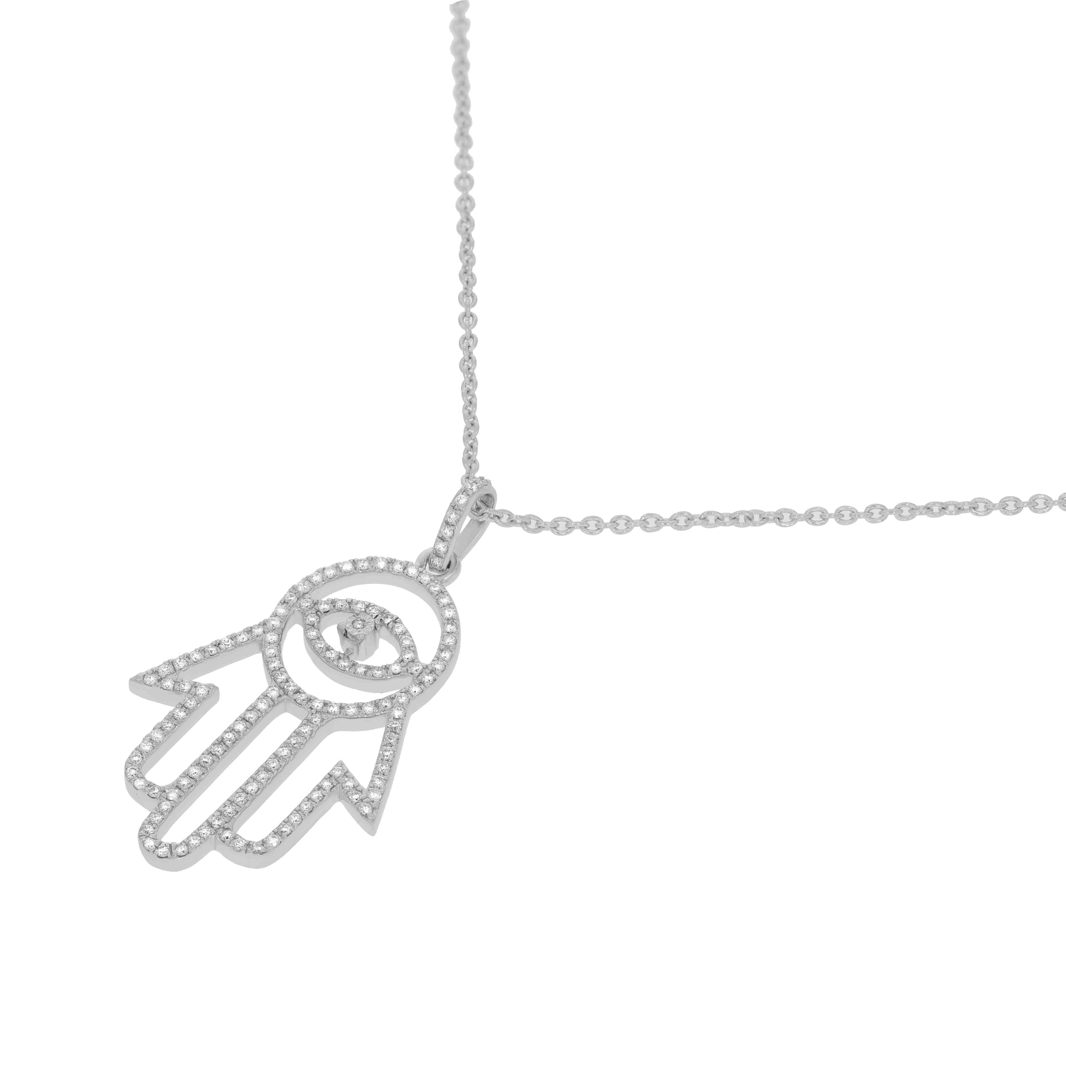 Hamsa Hand Drop Jewish Collection Pendant PD31217A